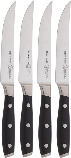 Messermeister Avanta 5” Fine Edge Steak Knife Set - German X50 Stainless Steel - Rust Resistant & Easy to Maintain - Includes 4 Steak Knives