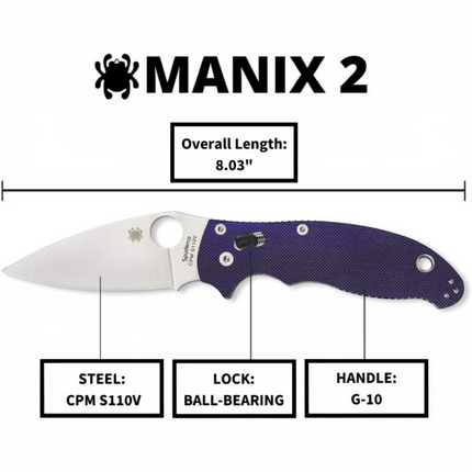 Spyderco Manix 2 Signature with CPM S110V Folding Knife by Spyderco