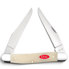 Razor Sharp AZ Case Muskrat folding knife with smooth natural bone handle, two clip blades, and red oval shield