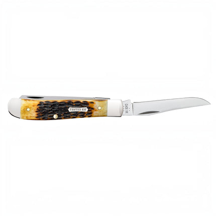 Case CA163 - Rogers Jigged Burnt Amber Bone CS Mini Trapper