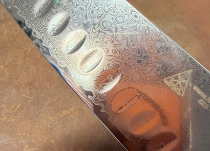 Damascus Steel 7.5” Santoku with shredded Carbon Fiber