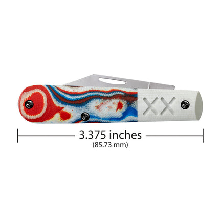 Case® | Crossroads™ Smooth Red/White/Blue Burl G-10 w/ White G-10 Barlow by caseknives