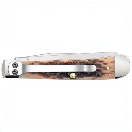 Case® Peach Seed Jig Amber Bone Trapper Pocket Knife