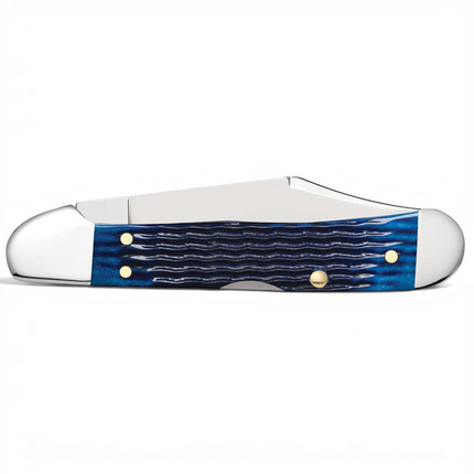 Razor Sharp AZ Case Mini CopperLock pocket knife with blue bone handle and mirror-polished stainless steel blade