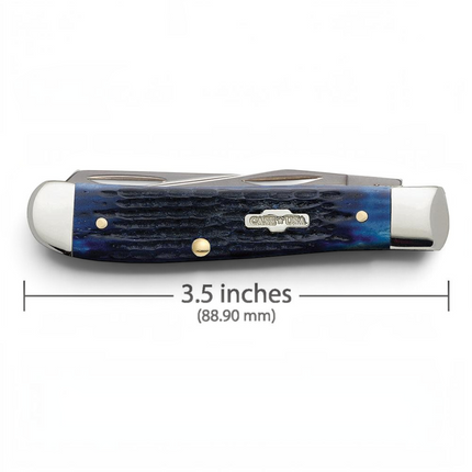 Razor Sharp AZ Case Mini Trapper knife with blue bone Rogers corn cob jig handle and stainless steel blades
