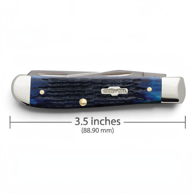 Razor Sharp AZ Case Mini Trapper knife with blue bone Rogers corn cob jig handle and stainless steel blades