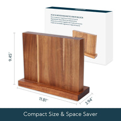 KITCHENDAO Luxury Acacia Magnetic Knife Block Holder with Enhanced Magnets