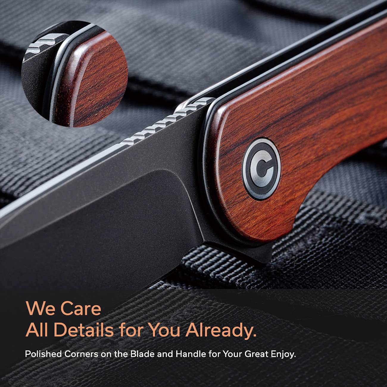 CIVIVI Elementum Pocket Knife, Folding Knife for EDC with 2.96" D2 Black Stonewashed Blade Cuibourtia Wood Handle