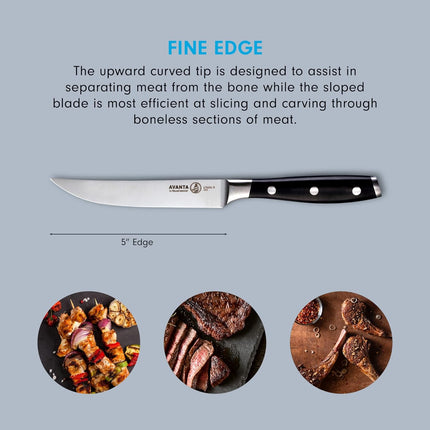 Messermeister Avanta 5” Fine Edge Steak Knife Set - Includes 4 Steak Knives by Messermeister