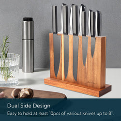 KITCHENDAO Luxury Acacia Magnetic Knife Block Holder with Enhanced Magnets