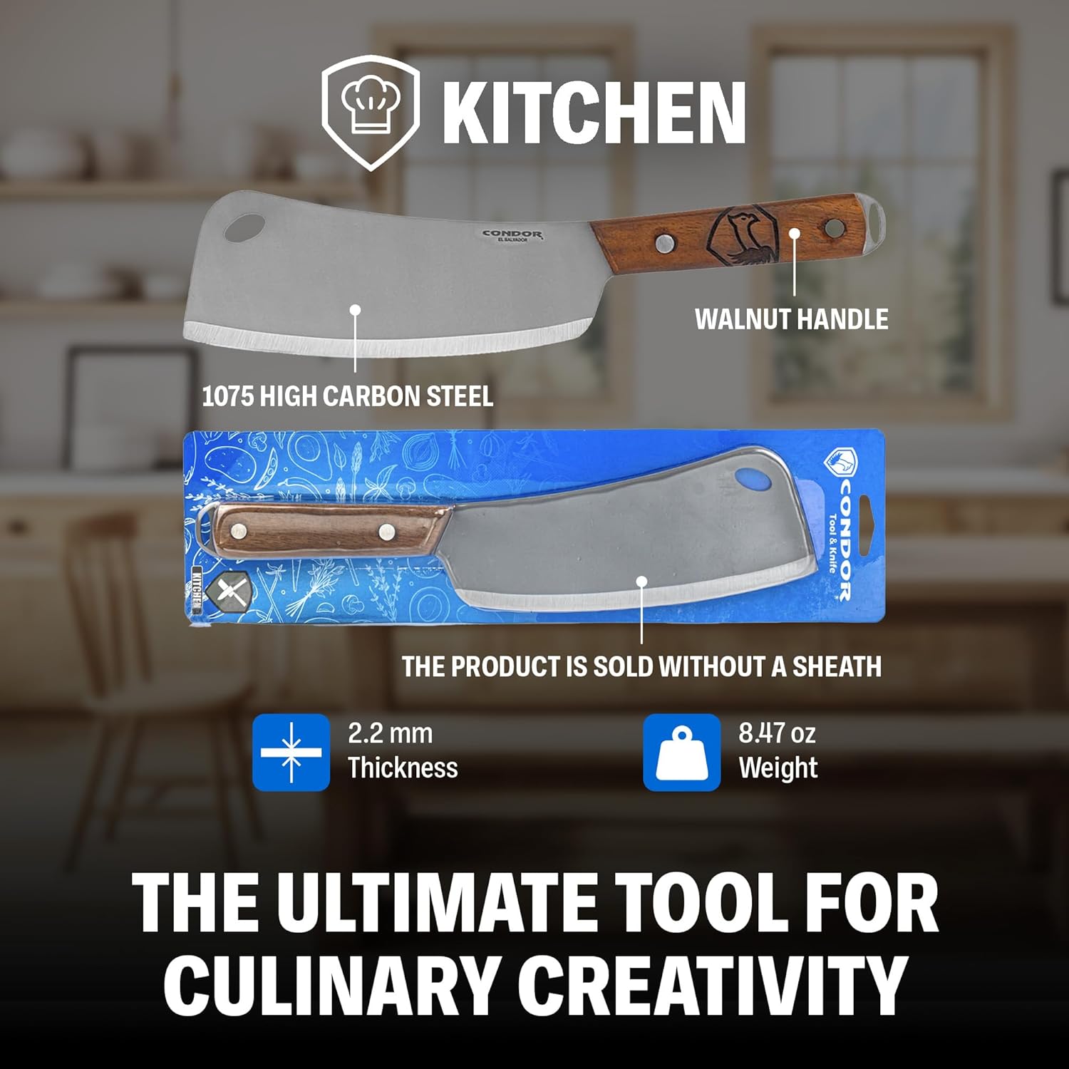 Condor -  Cleaver   Blasted Satin Finish - 1075 High Carbon Steel