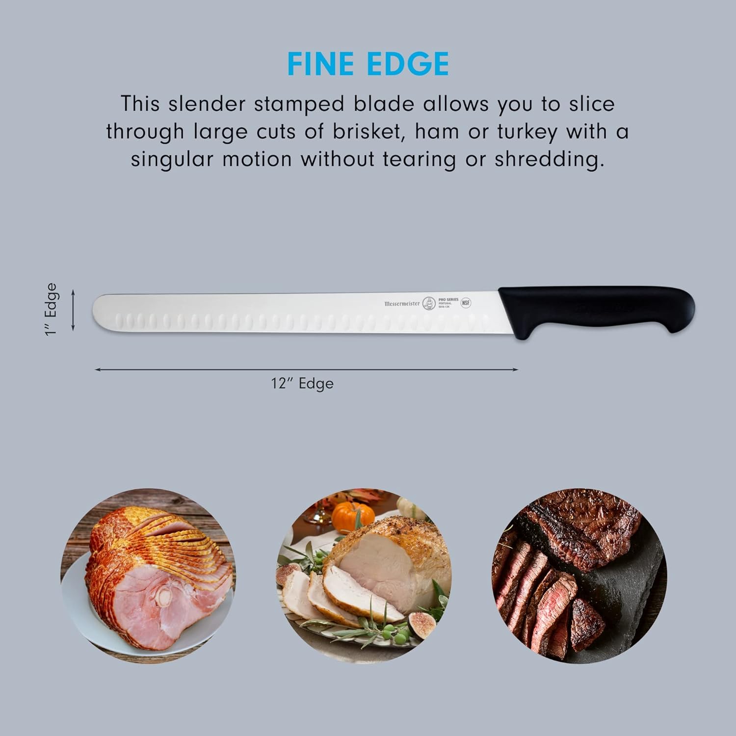 Messermeister Pro Series 12” Round-Tip Kullenschliff Slicer Knife