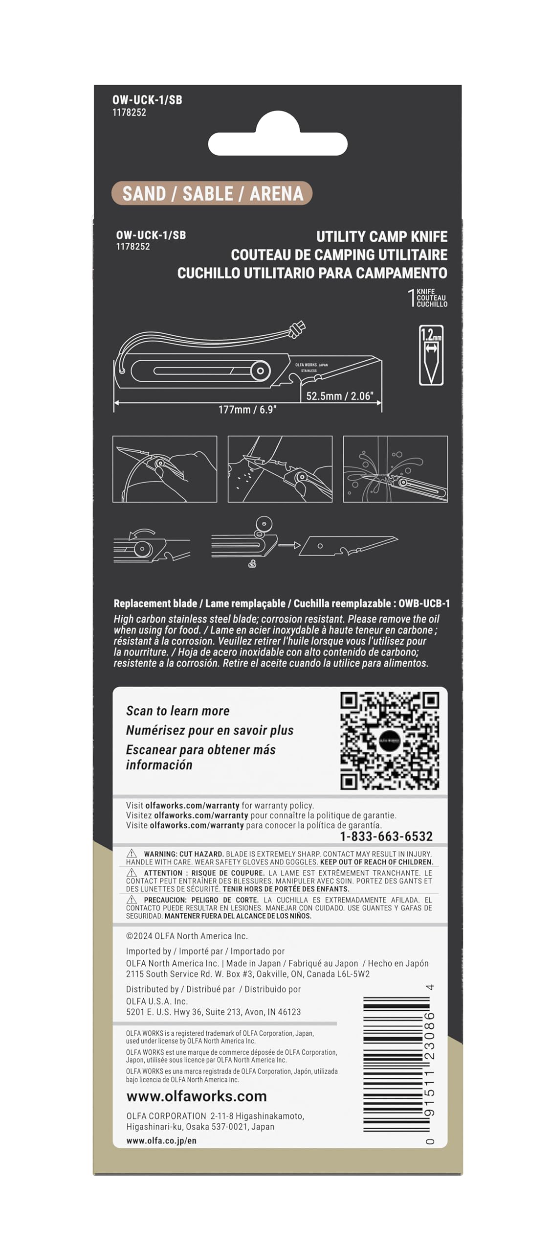 OLFA WORKS OW-UCK-1/SB Utility Camp Knife