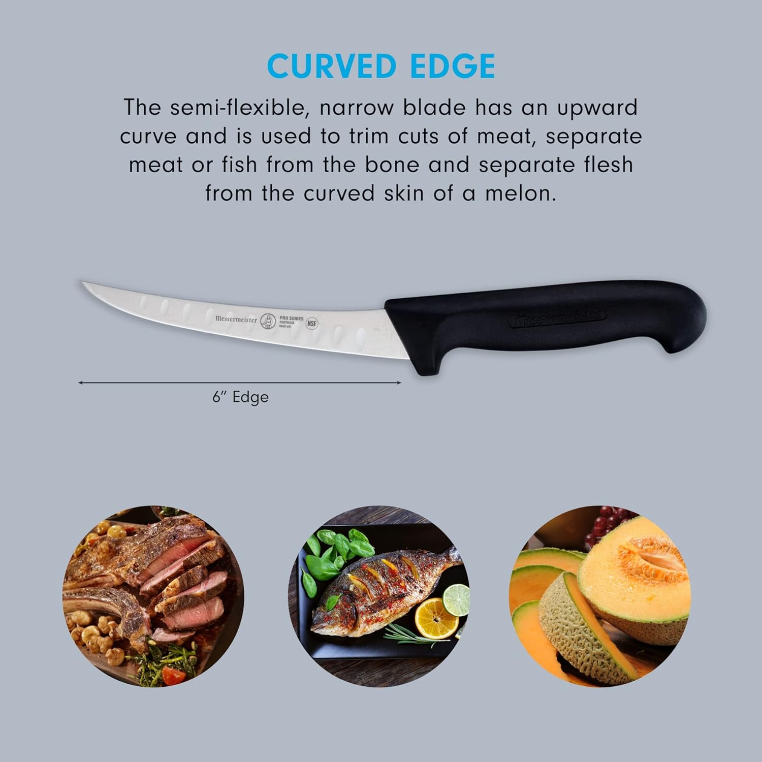 Messermeister Four Seasons Semi-Flexible Curved Kullenschliff Boning Knife, 6-Inch