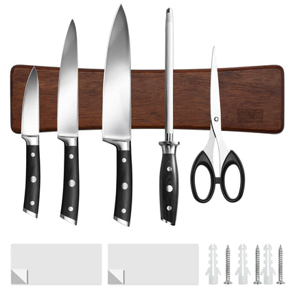 Magnetic Knife Strips, Magnetic Knife Holder for Wall 16 Inch, Acacia Wood by Razor Sharp AZ