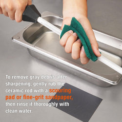 Total L.17.5-Inch/Rod L.12-Inch 3000-Grit Ceramic Sharpening Steel with Built-In Angle Guides