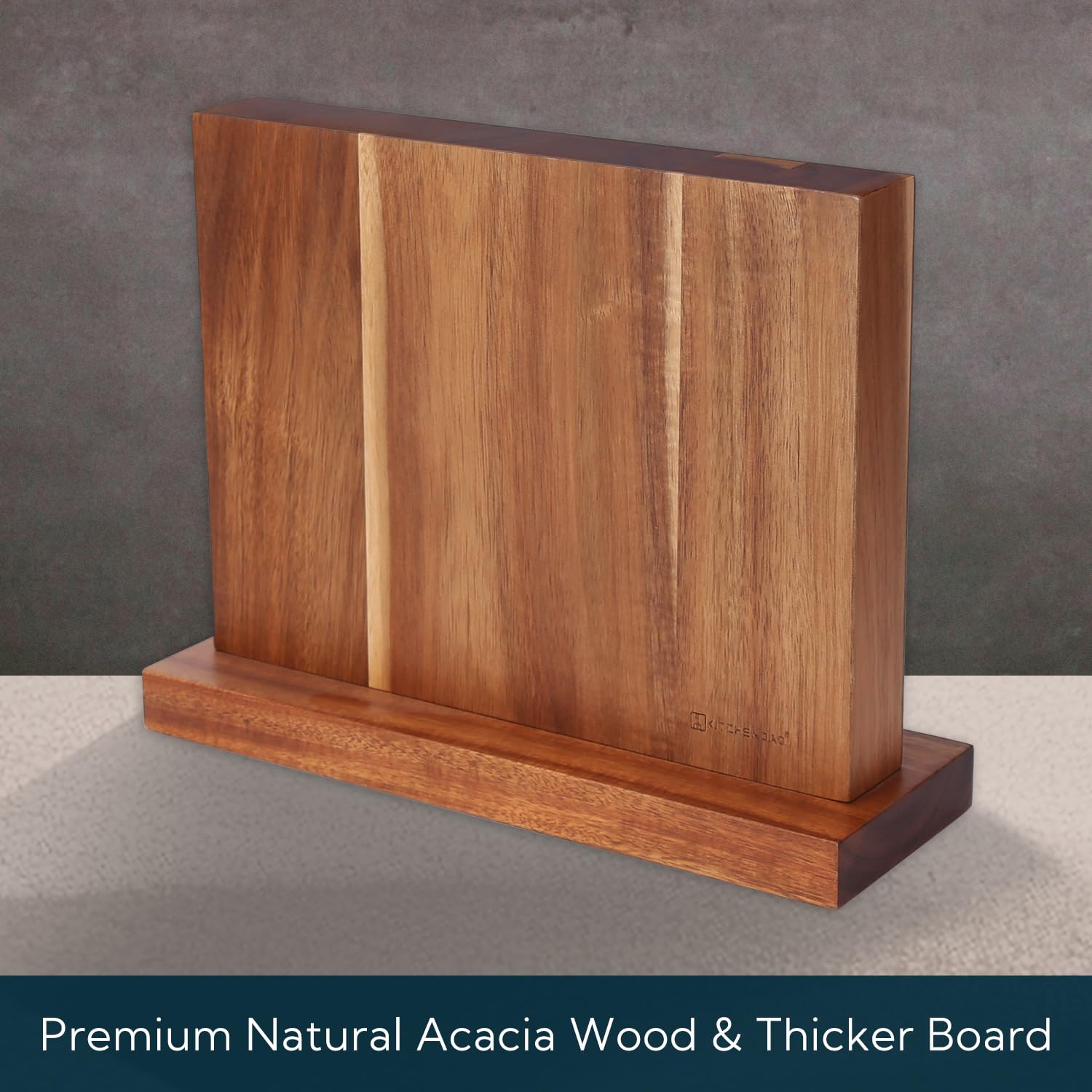 KITCHENDAO Luxury Acacia Magnetic Knife Block Holder with Enhanced Magnets