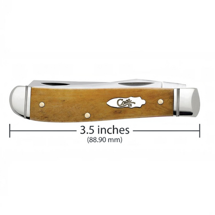 Razor Sharp AZ Case Smooth Antique Bone Mini Trapper knife with dual stainless steel blades and wheat-toned handle