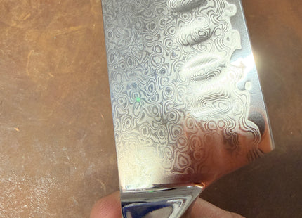 Damascus Steel 7.5” Santoku with shredded Carbon Fiber