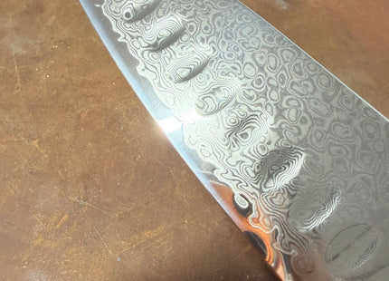 Damascus Steel 7.5” Santoku with shredded Carbon Fiber