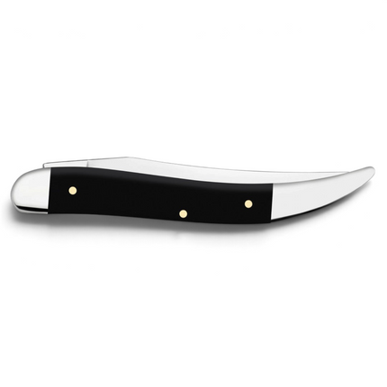Razor Sharp AZ Case Halloween Texas Toothpick knife with a smooth black synthetic handle and polished steel blade