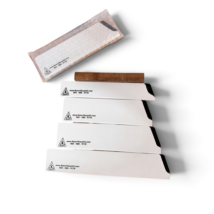 Razor Sharp AZ 4-piece set of white rigid ABS knife edge guards with velvet-lined interiors for kitchen storage
