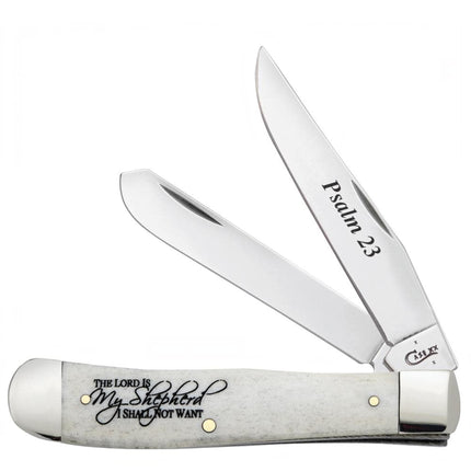 Case® | Religious Sayings Psalm 23 Smooth Natural Bone Trapper Knife