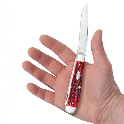 Case® | Peach Seed Jig Dark Red Bone CS Trapper Knife by Razor Sharp AZ