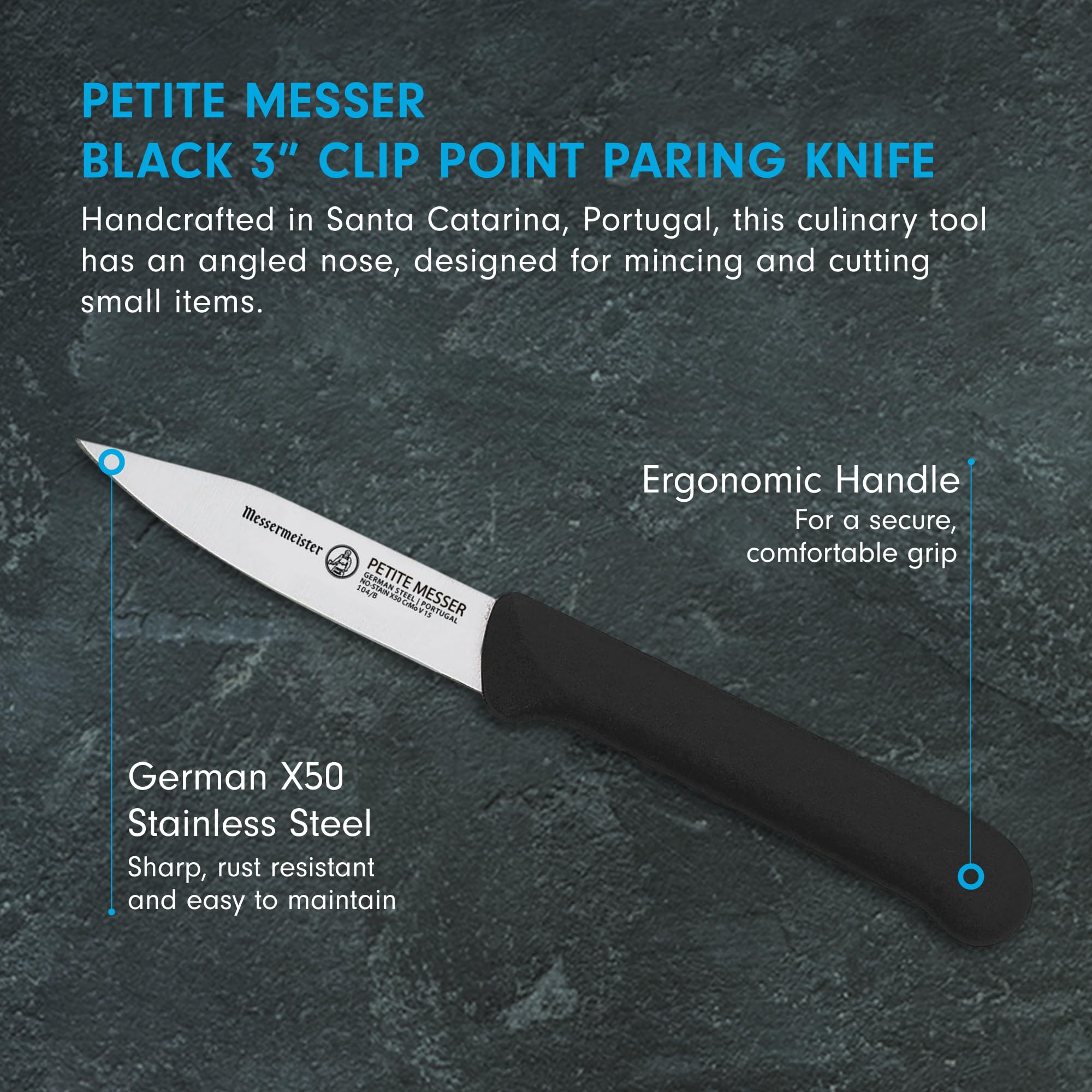 Messermeister Petite Messer 3” Spear Point Parer with Matching Sheath