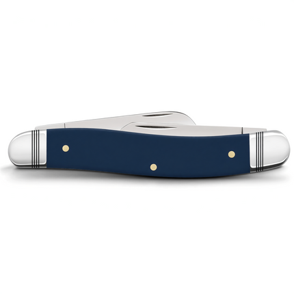 Razor Sharp AZ Case Medium Stockman pocket knife with navy blue synthetic handle and polished nickel silver bolsters.