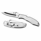 Razor Sharp AZ Endura 4 folding knife with a plain edge stainless steel blade and handle, shown open and closed.