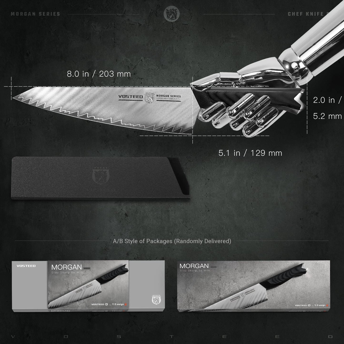 Vosteed Morgan 8" Chef Knife | Versatile & High-Performance