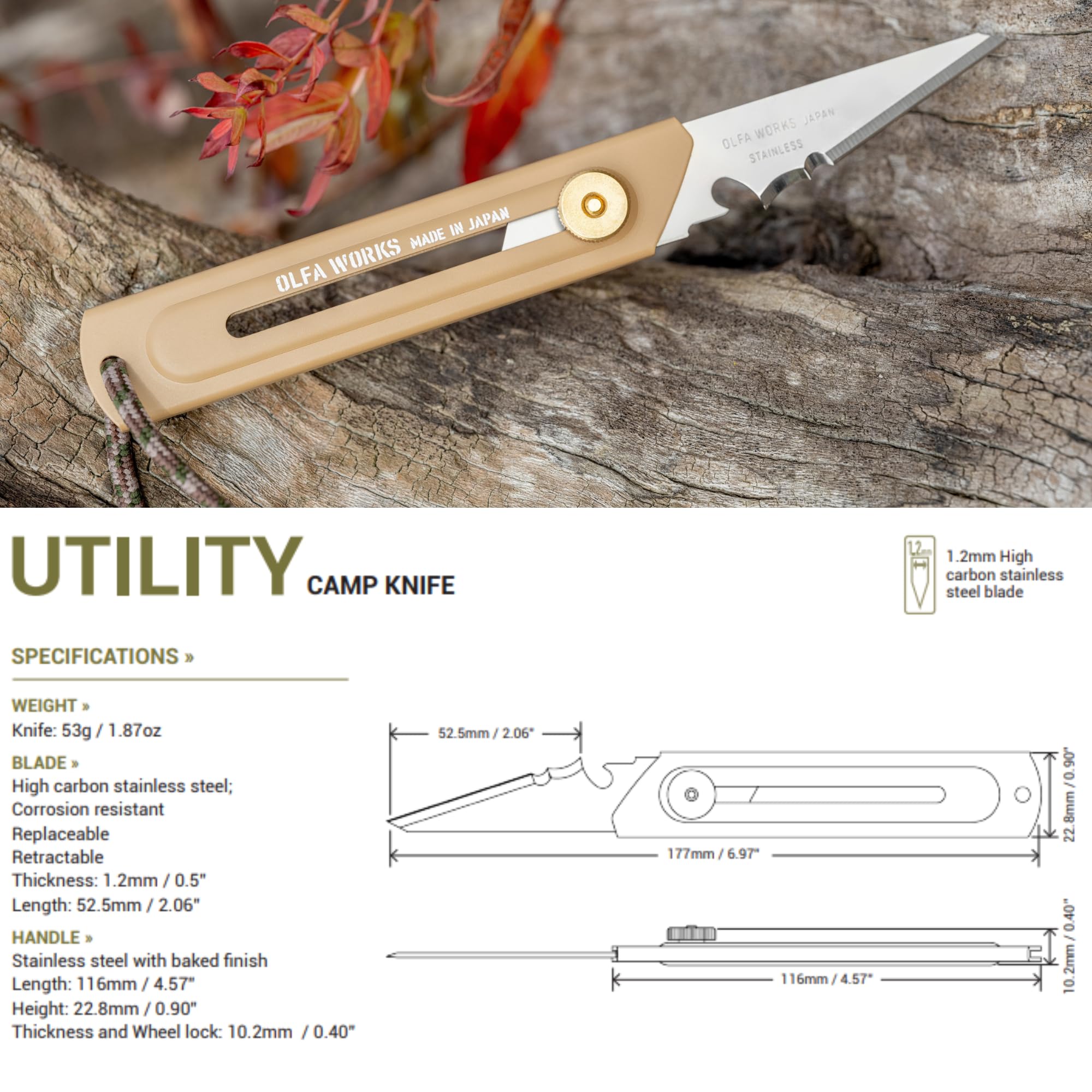 OLFA WORKS OW-UCK-1/SB Utility Camp Knife