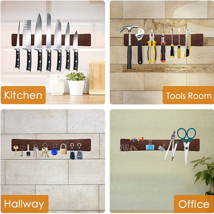 Magnetic Knife Strips, Magnetic Knife Holder for Wall 16 Inch, Acacia Wood by Razor Sharp AZ