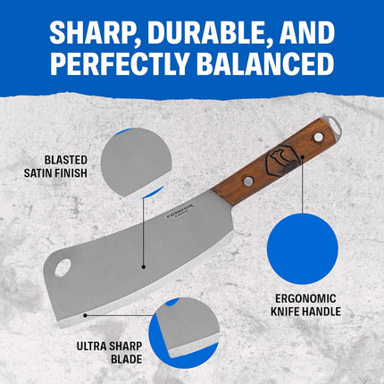 Condor - Cleaver Blasted Satin Finish - 1075 High Carbon Steel by Razor Sharp AZ