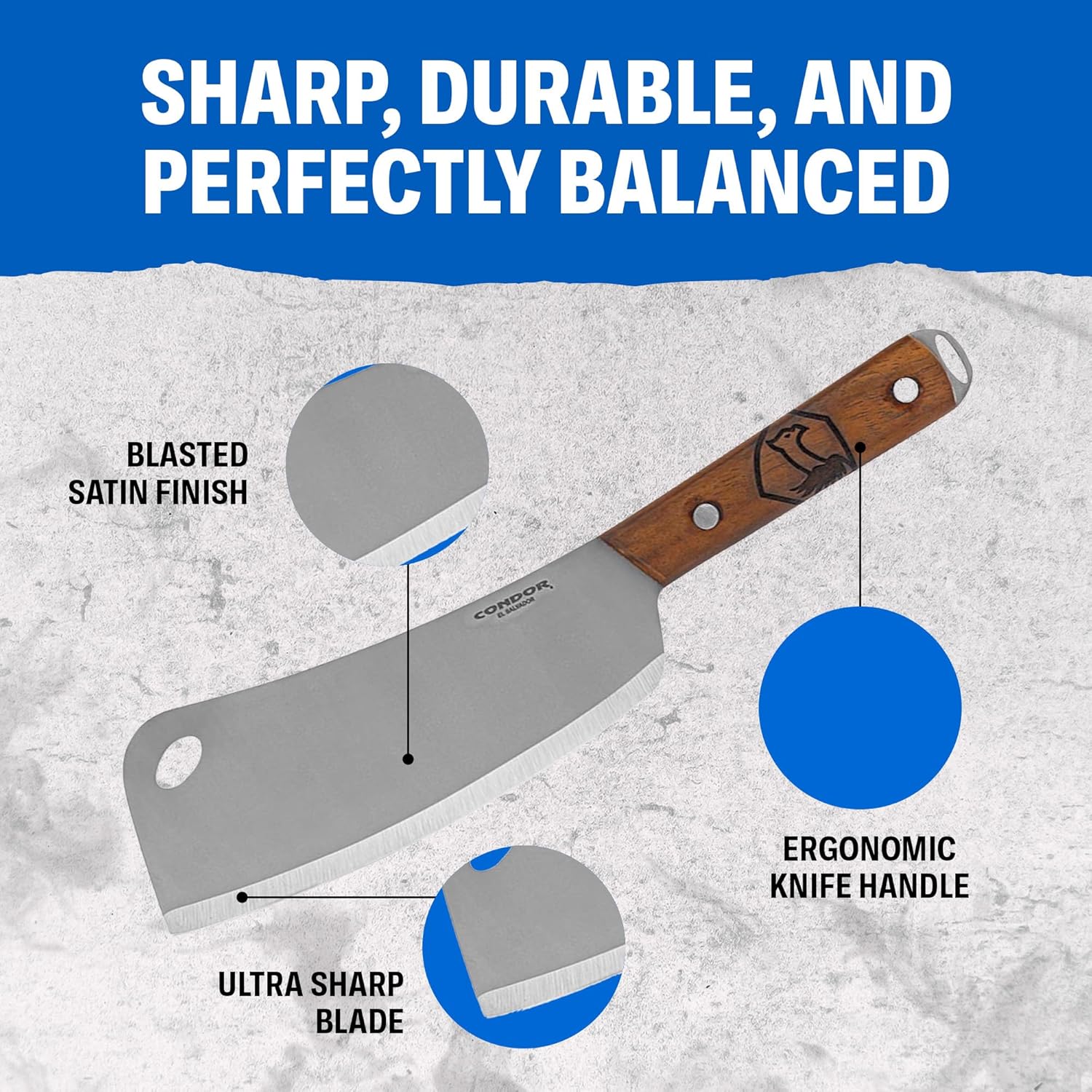 Condor -  Cleaver   Blasted Satin Finish - 1075 High Carbon Steel