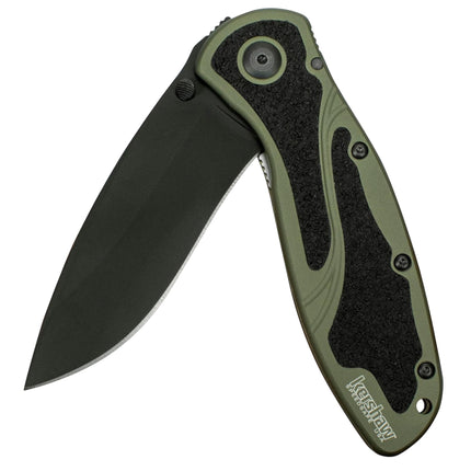 Kershaw Blur Folding Pocket Knife – 14C28N Steel, Cerakote Blade, Black Aluminum Handle, Made in USA