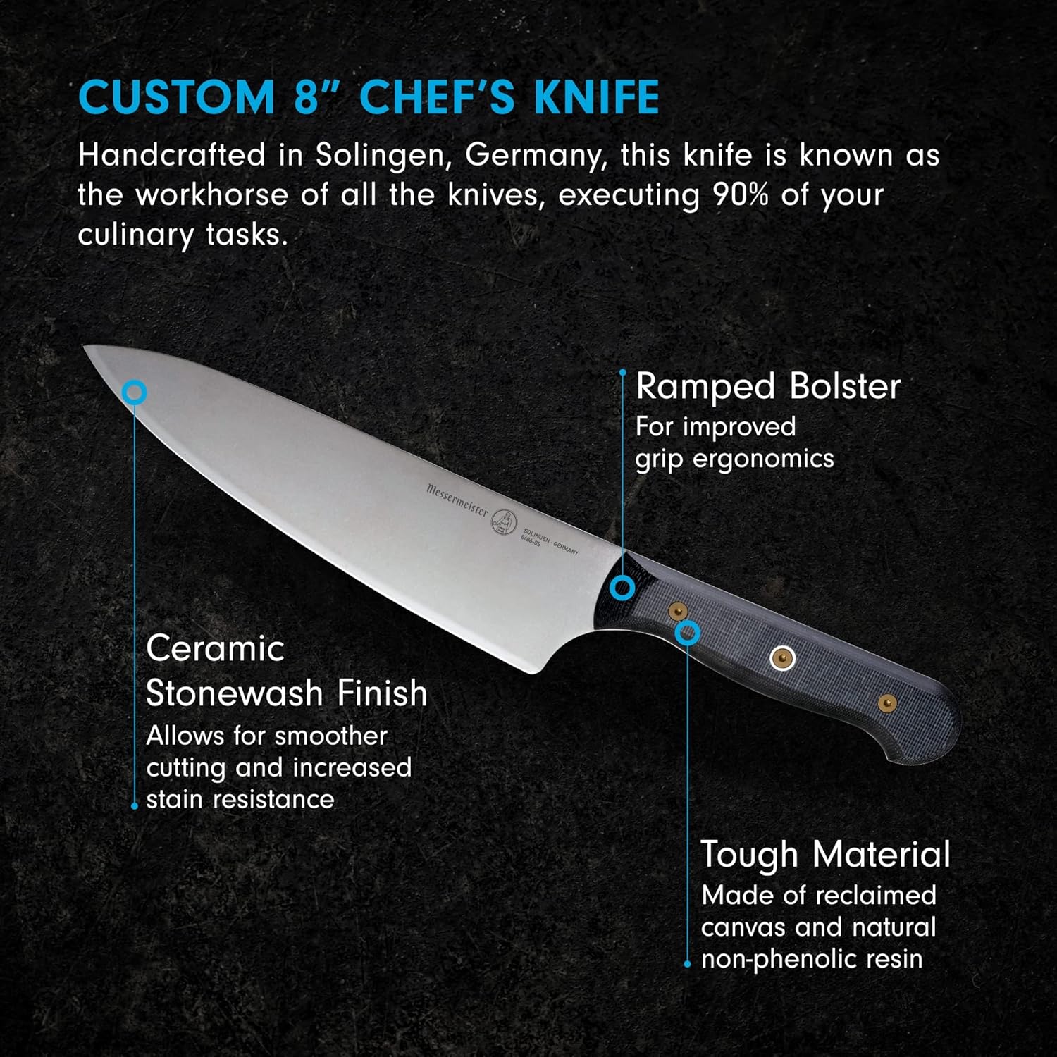 Messermeister Custom 8" Kochmesser - Hergestellt in Solingen, Deutschland 