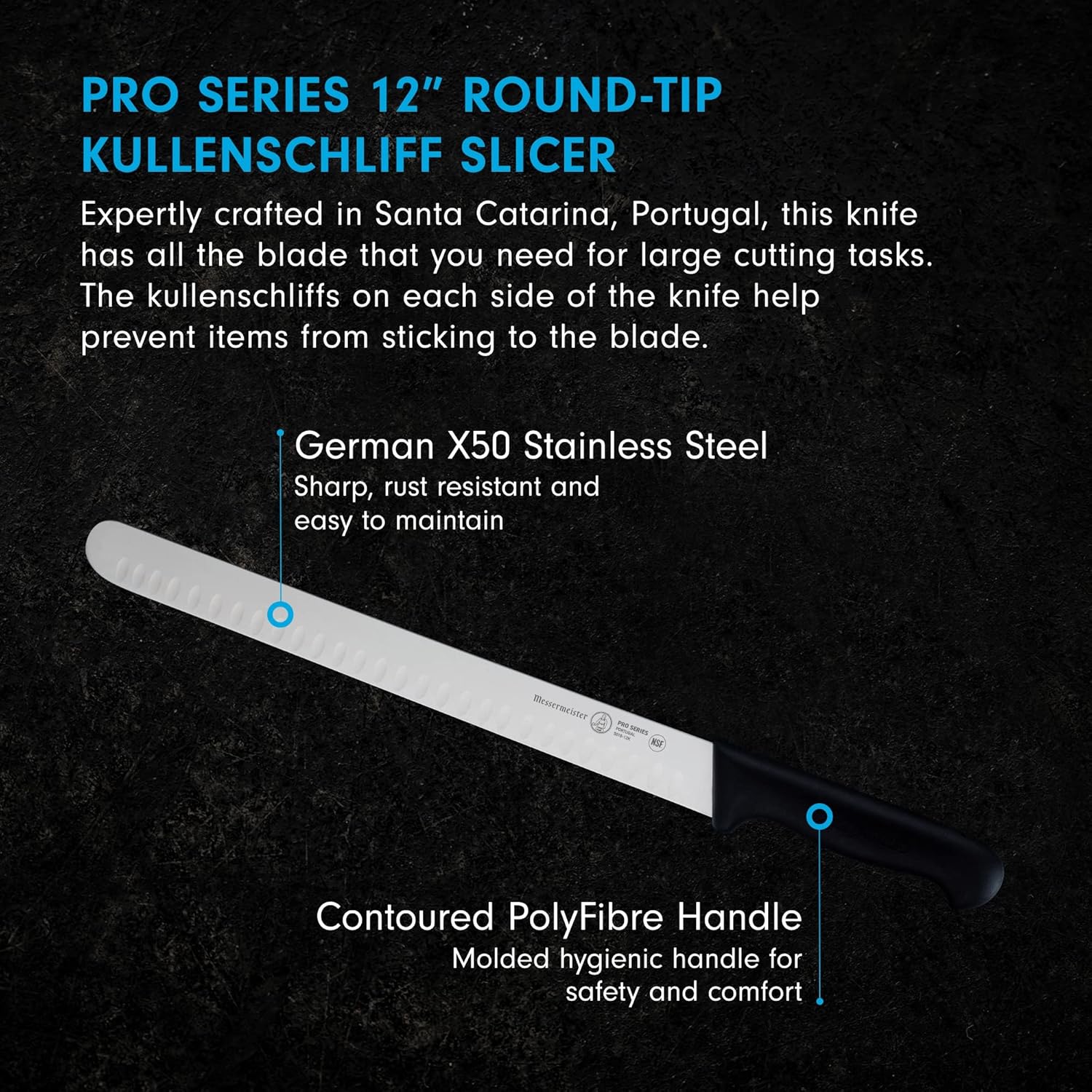 Messermeister Pro Series 12” Round-Tip Kullenschliff Slicer Knife