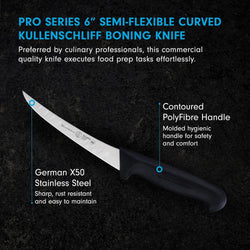 Messermeister Four Seasons Semi-Flexible Curved Kullenschliff Boning Knife, 6-Inch