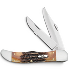Razor Sharp AZ Case 6.5 BoneStag folding hunter knife with two mirror-polished stainless steel blades and jigged handle