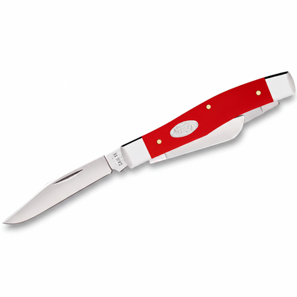 Razor Sharp AZ Case SparXX Medium Stockman pocket knife with a smooth red synthetic handle and mirror-polished blades.