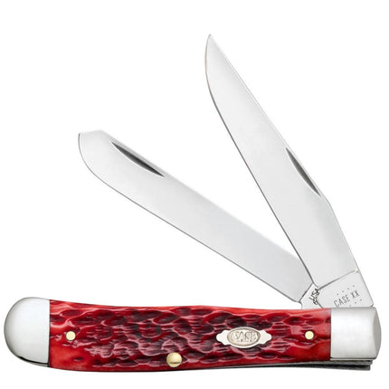 Case® | Peach Seed Jig Dark Red Bone CS Trapper Knife by Razor Sharp AZ