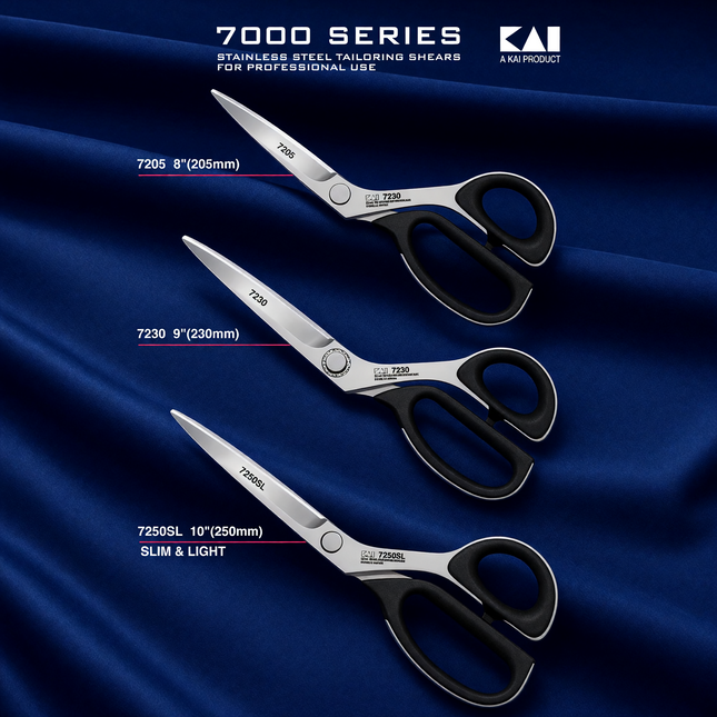 Kai® 7230 9" Professional Shears – High-Carbon Hardened Steel, Slim-Line, Made in Japan