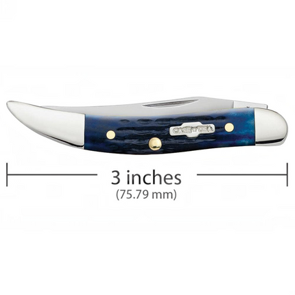 Razor Sharp AZ Case Small Texas Toothpick knife with blue bone corn cob jigged handle and stainless steel blade