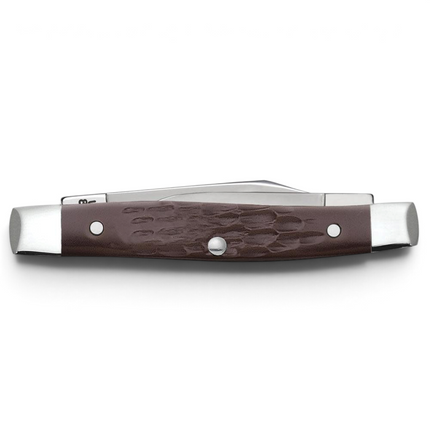 Razor Sharp AZ Case brown synthetic small pen knife with jigged handle and mirror-polished stainless steel blades