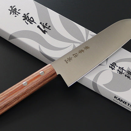 Kanetsune Santoku Knife KC 360 Japanese All Purpose Kitchen Knife With DSR 1K6 Stainless Steel Blade And Wood Handle by Kanetsune