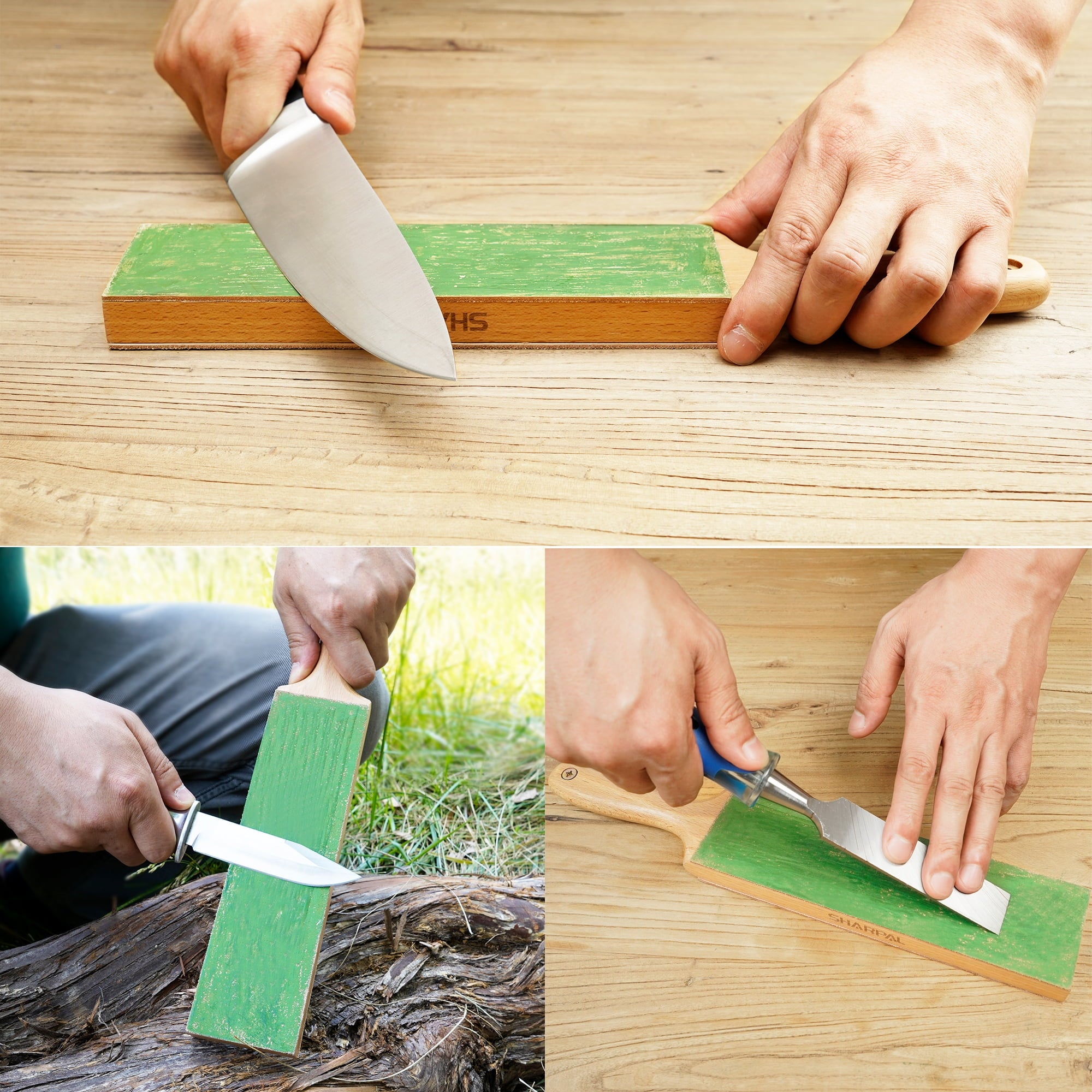 Sharpal Double-Sided Leather Strop Kit with Polishing Compound & Angle Guide
