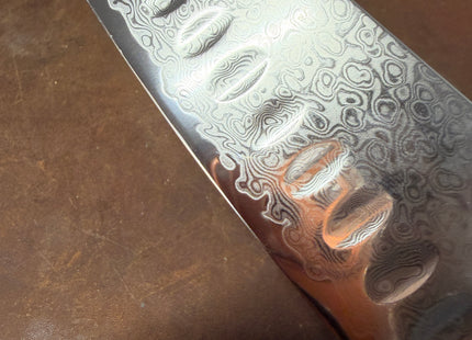 Damascus Steel 7.5” Santoku with shredded Carbon Fiber