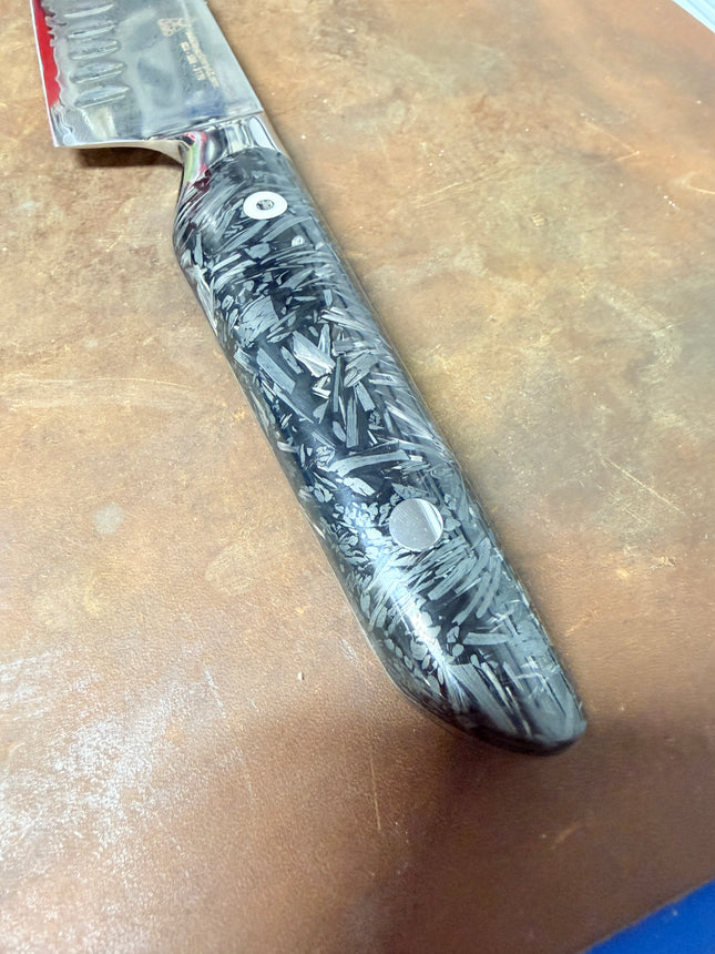 Damascus Steel 7.5” Santoku with Carbon infused